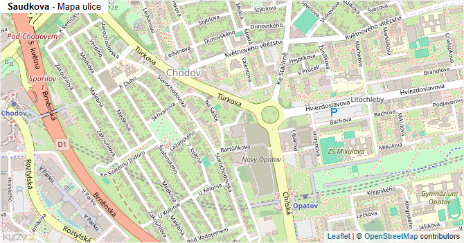 Saudkova - mapa ulice