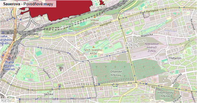 Sauerova - záplavové mapy stoleté vody