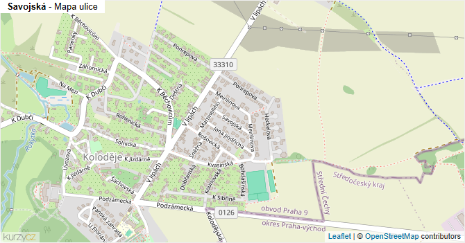 Savojská - mapa ulice