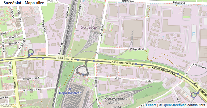 Sazečská - mapa ulice