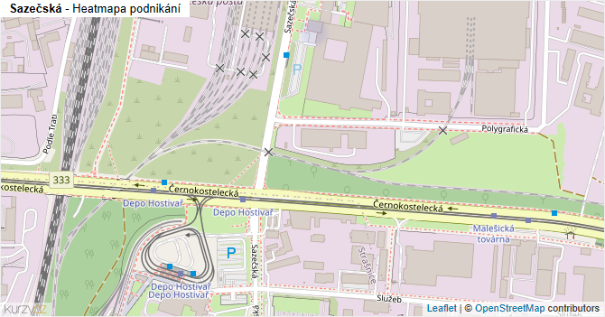 Sazečská - mapa podnikání