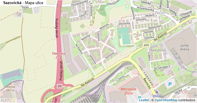 Sazovická - mapa ulice
