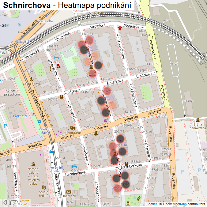 Mapa Schnirchova - Firmy v ulici.