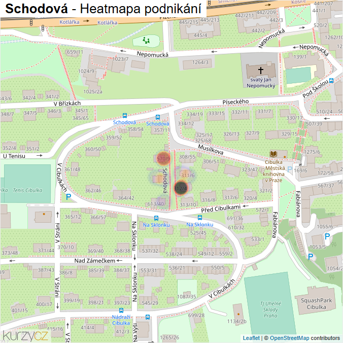 Mapa Schodová - Firmy v ulici.