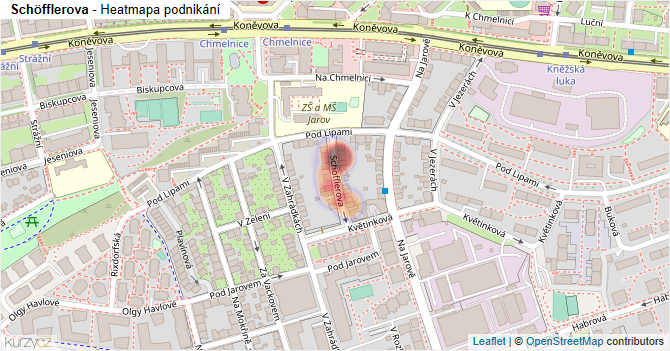 Schöfflerova - mapa podnikání