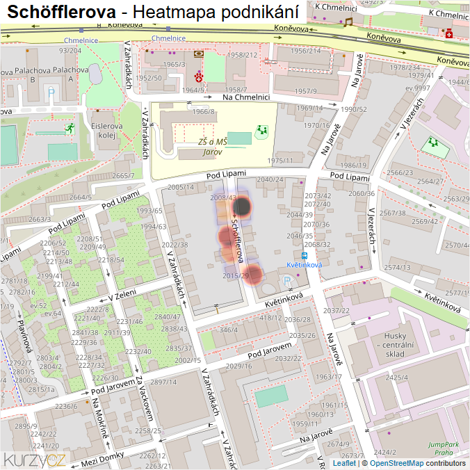 Mapa Schöfflerova - Firmy v ulici.