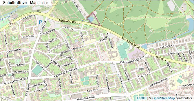 Schulhoffova - mapa ulice