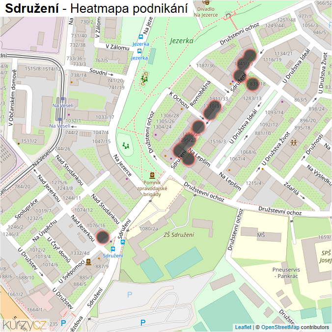 Mapa Sdružení - Firmy v ulici.