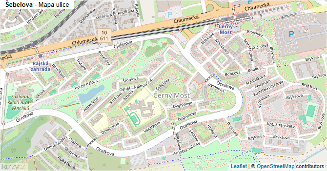 Šebelova - mapa ulice