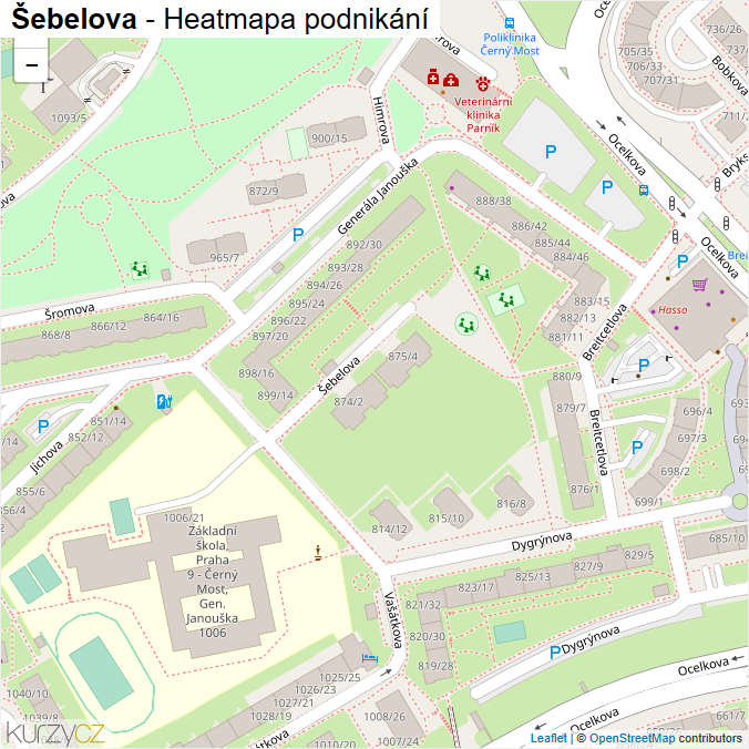 Mapa Šebelova - Firmy v ulici.