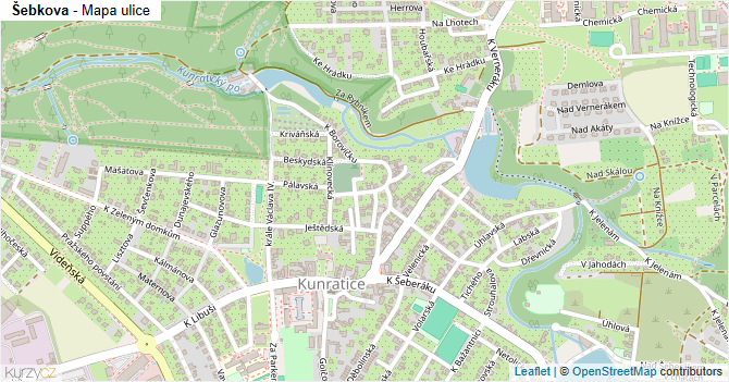 Šebkova - mapa ulice