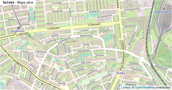 Sečská - mapa ulice