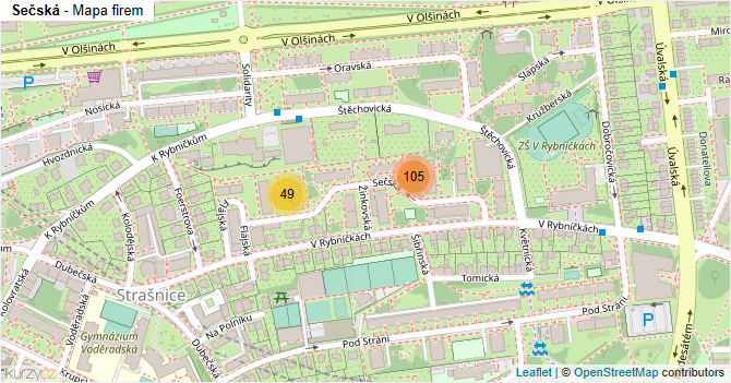 Sečská - mapa firem