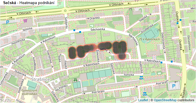 Sečská - mapa podnikání