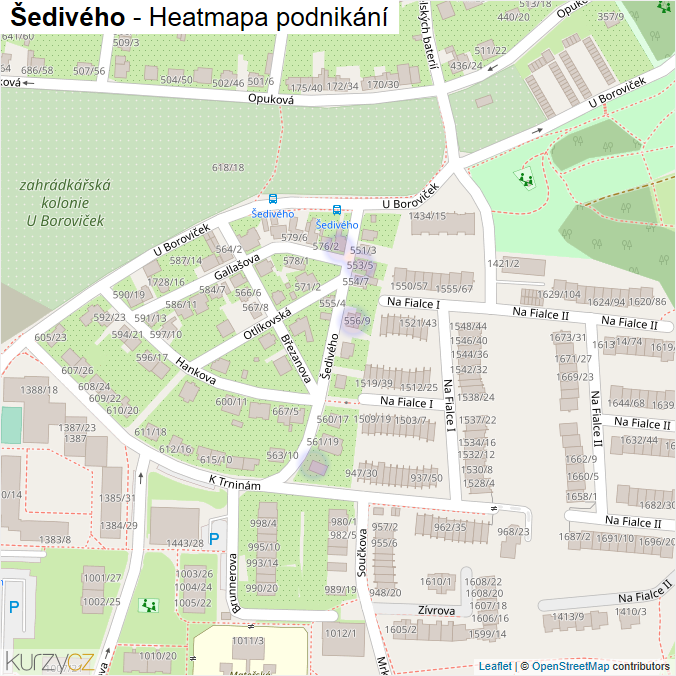 Mapa Šedivého - Firmy v ulici.