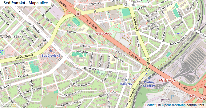 Sedlčanská - mapa ulice