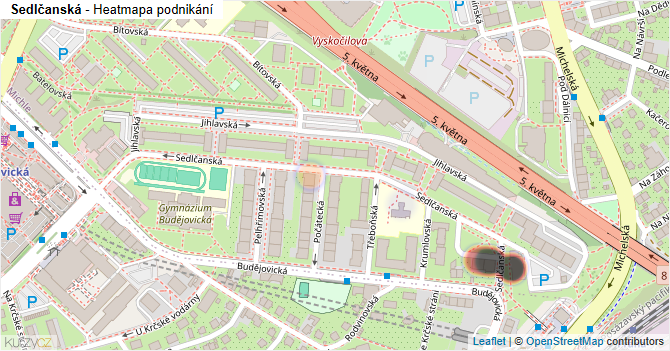 Sedlčanská - mapa podnikání