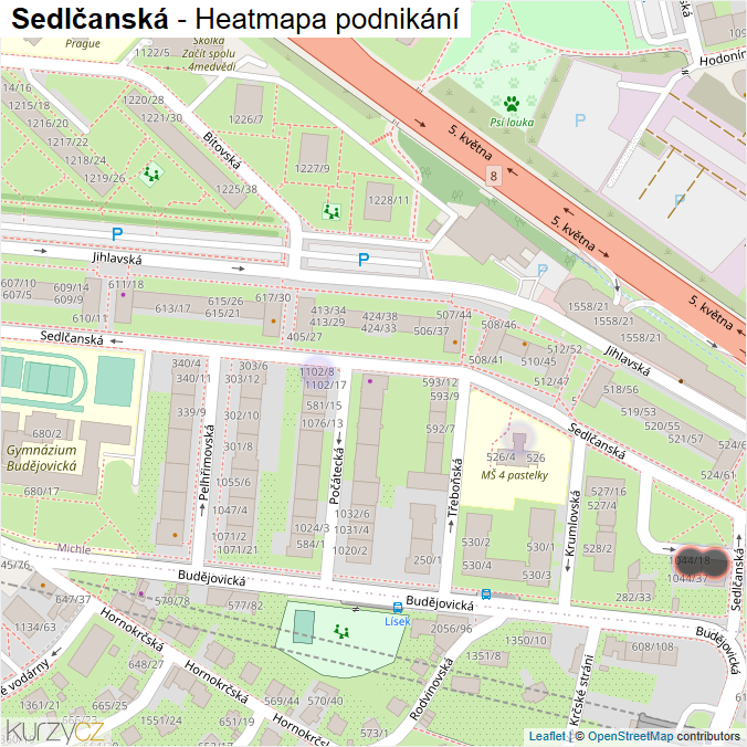 Mapa Sedlčanská - Firmy v ulici.