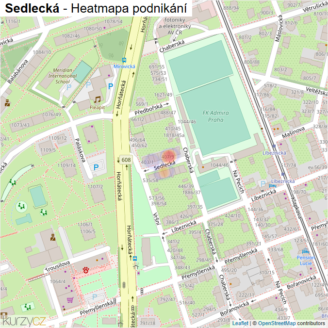 Mapa Sedlecká - Firmy v ulici.
