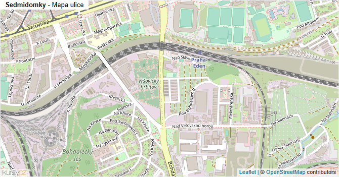 Sedmidomky - mapa ulice