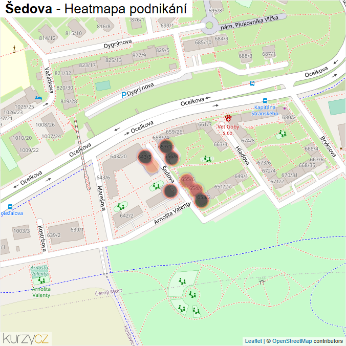 Mapa Šedova - Firmy v ulici.