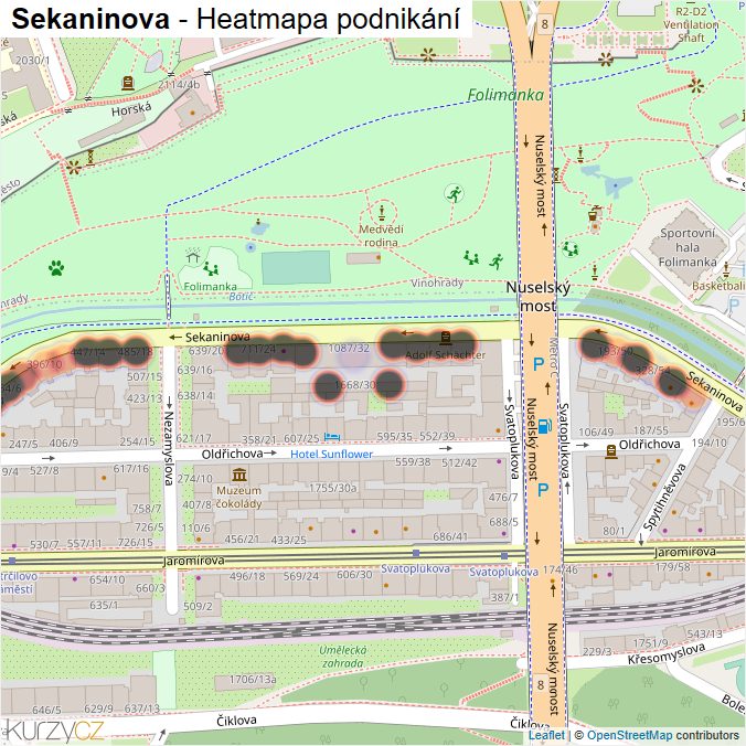 Mapa Sekaninova - Firmy v ulici.