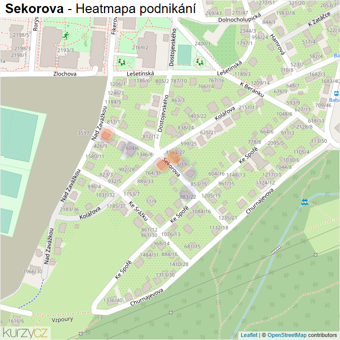 Mapa Sekorova - Firmy v ulici.