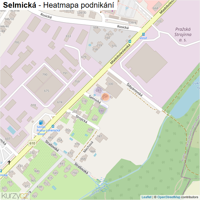 Mapa Selmická - Firmy v ulici.