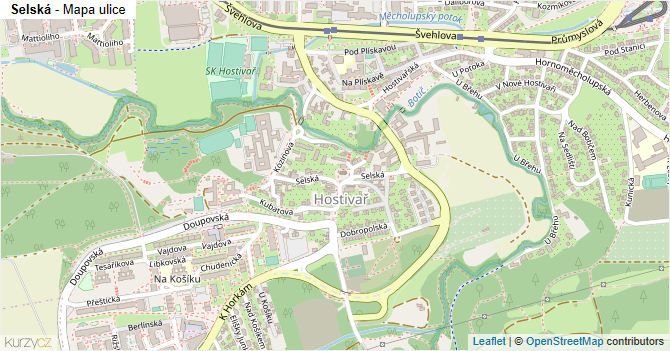 Selská - mapa ulice