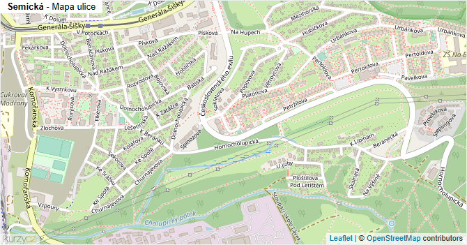 Semická - mapa ulice
