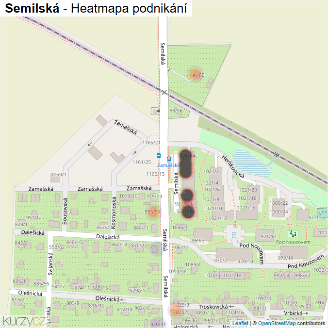 Mapa Semilská - Firmy v ulici.