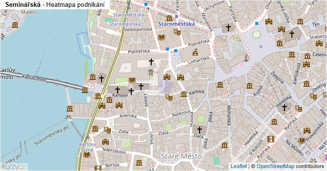 Seminářská - mapa podnikání