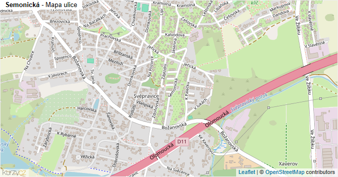 Semonická - mapa ulice