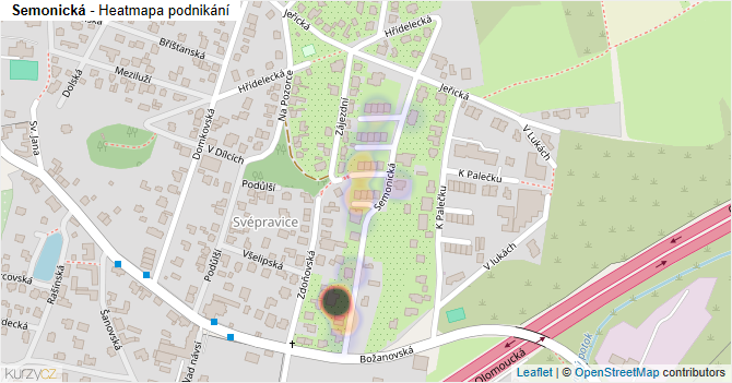 Semonická - mapa podnikání