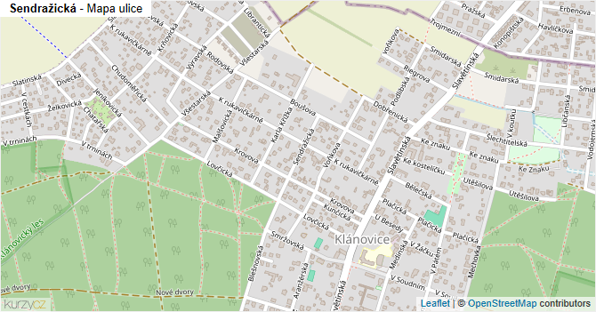 Sendražická - mapa ulice