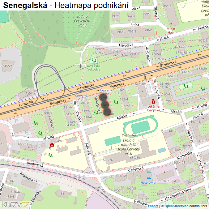 Mapa Senegalská - Firmy v ulici.