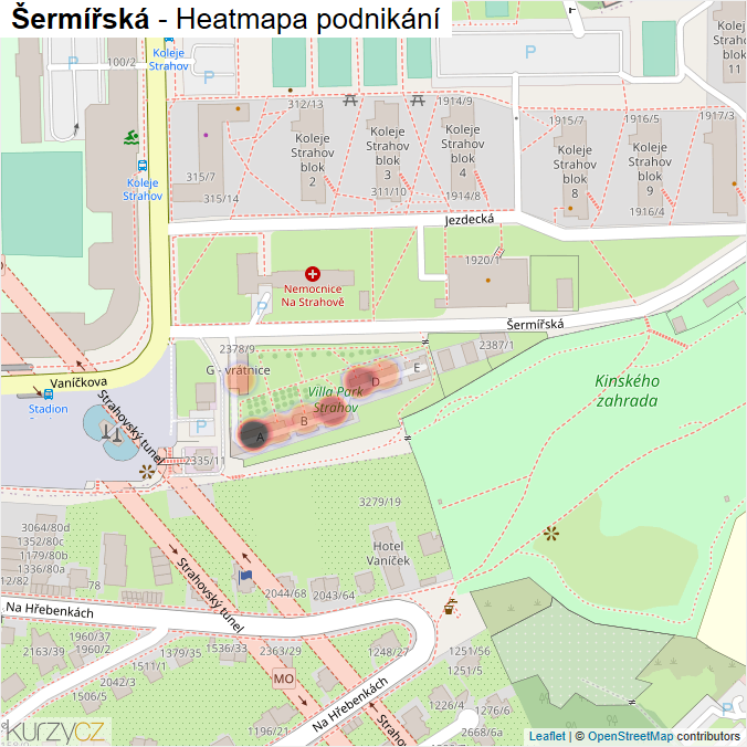 Mapa Šermířská - Firmy v ulici.