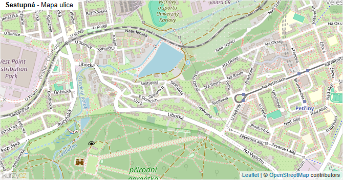 Sestupná - mapa ulice