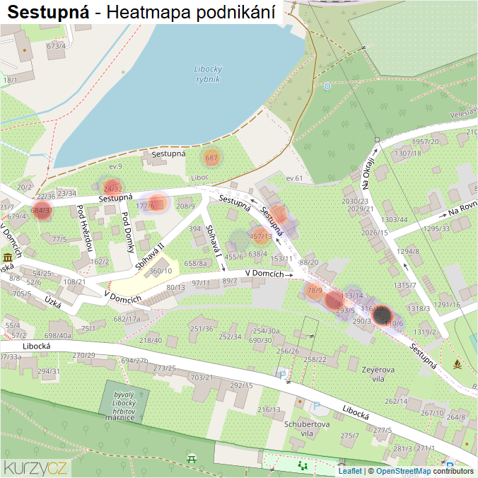 Mapa Sestupná - Firmy v ulici.