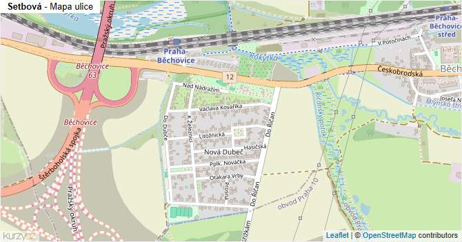 Setbová - mapa ulice