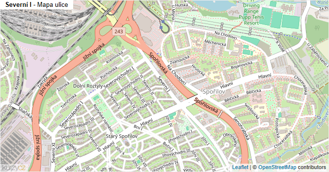 Severní I - mapa ulice