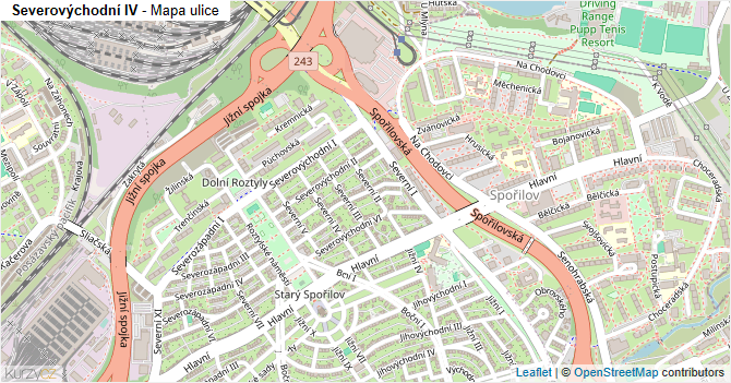 Severovýchodní IV - mapa ulice