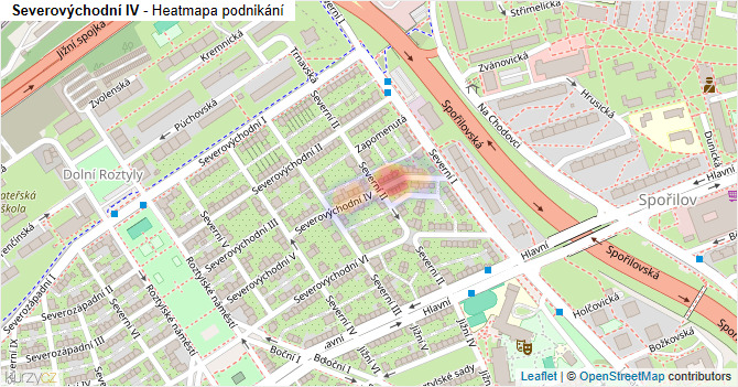 Severovýchodní IV - mapa podnikání