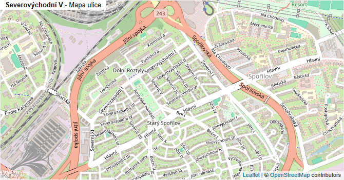 Severovýchodní V - mapa ulice