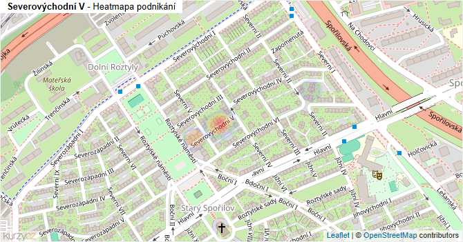 Severovýchodní V - mapa podnikání