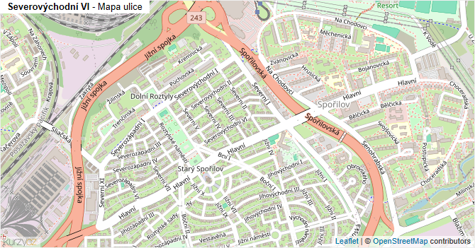 Severovýchodní VI - mapa ulice