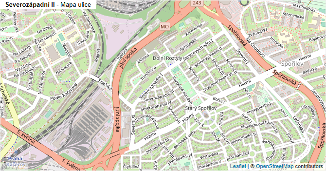 Severozápadní II - mapa ulice