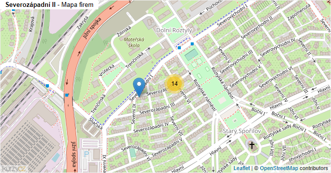 Severozápadní II - mapa firem