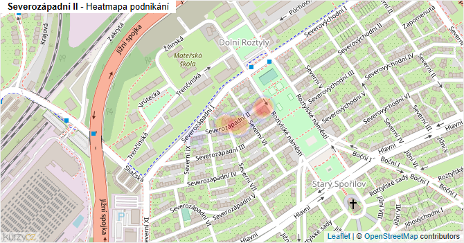 Severozápadní II - mapa podnikání