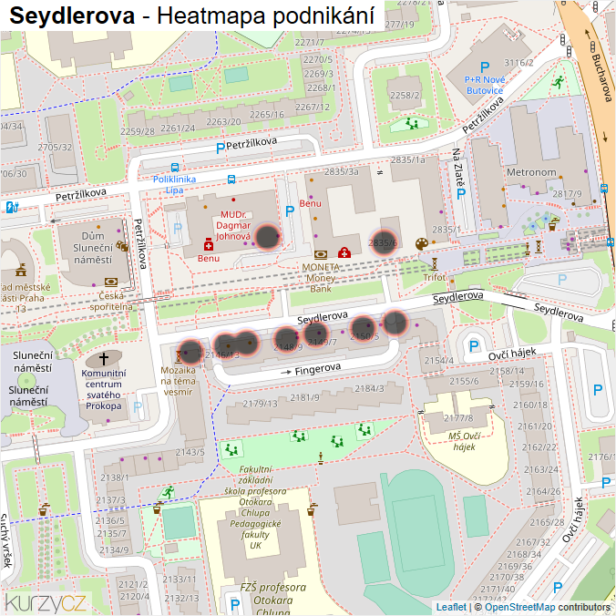 Mapa Seydlerova - Firmy v ulici.
